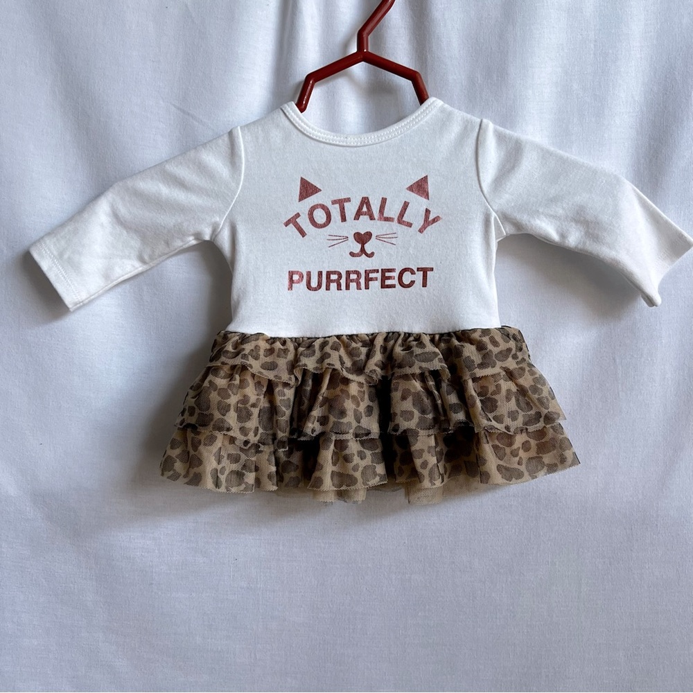 Quiltex Leopard Kitty Tulle Dress.  Size 0-3 Months